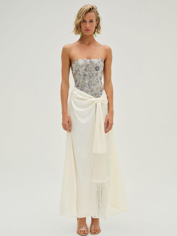 Snowflake Sequin Maxi Dress — Silver Product Image