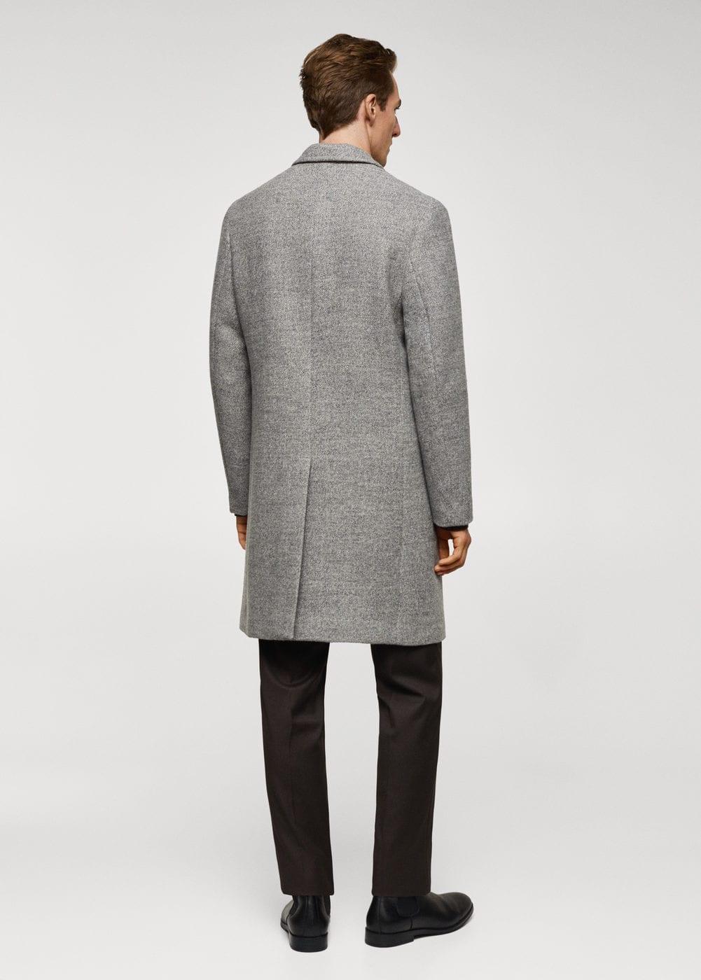 MANGO MAN - Herringbone pattern wool coat medium heather greyMen Product Image