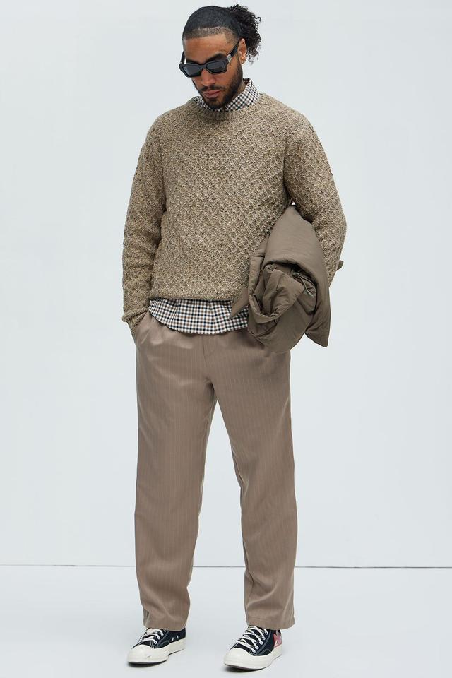 Who's He Textured Crewneck Sweater - Taupe Product Image