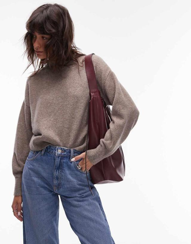 & Other Stories mock neck sweater in mole melange Product Image