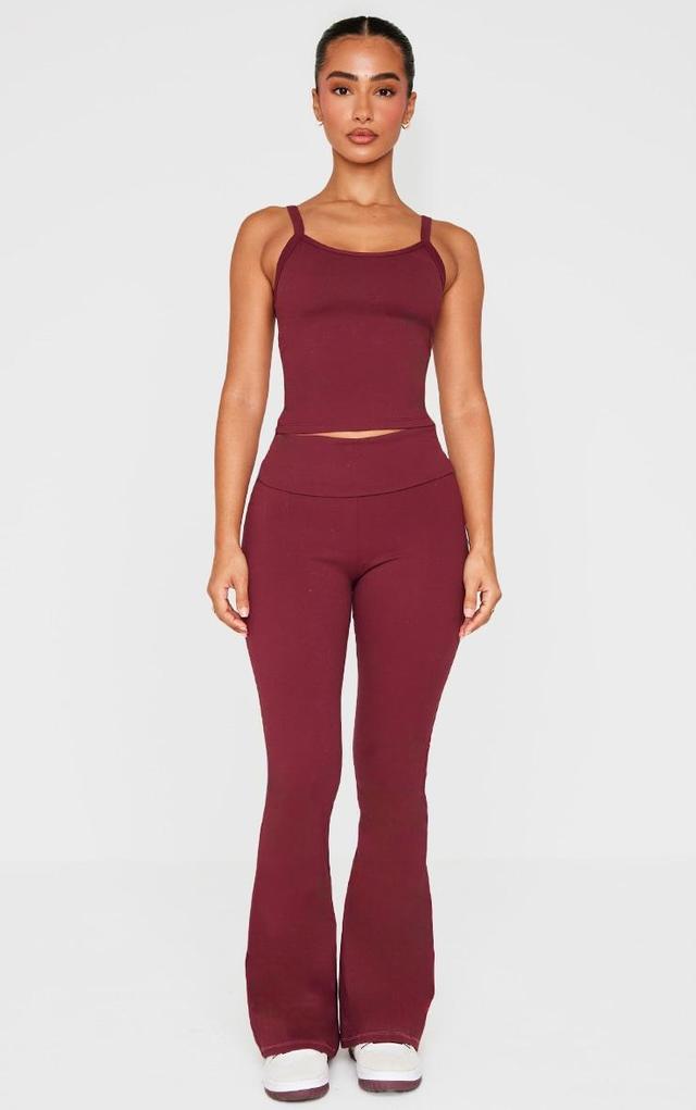 Petite Burgundy Snatched Sculpt Foldover Pants Product Image