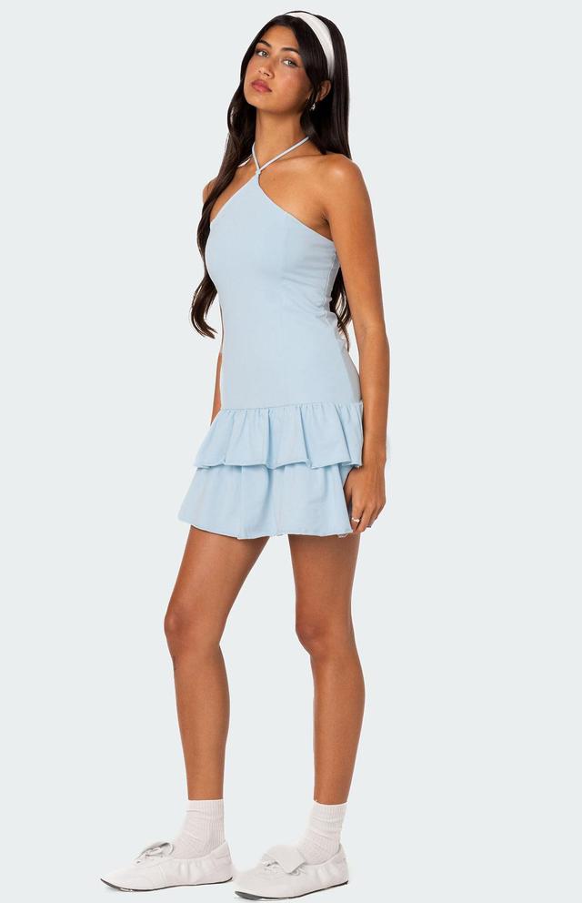 Edikted Women's Dorit Ruffled Halter Mini Dress Product Image