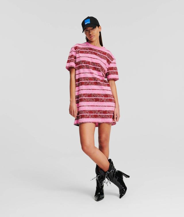 KLJ MONOGRAM STRIPED T-SHIRT DRESS Product Image