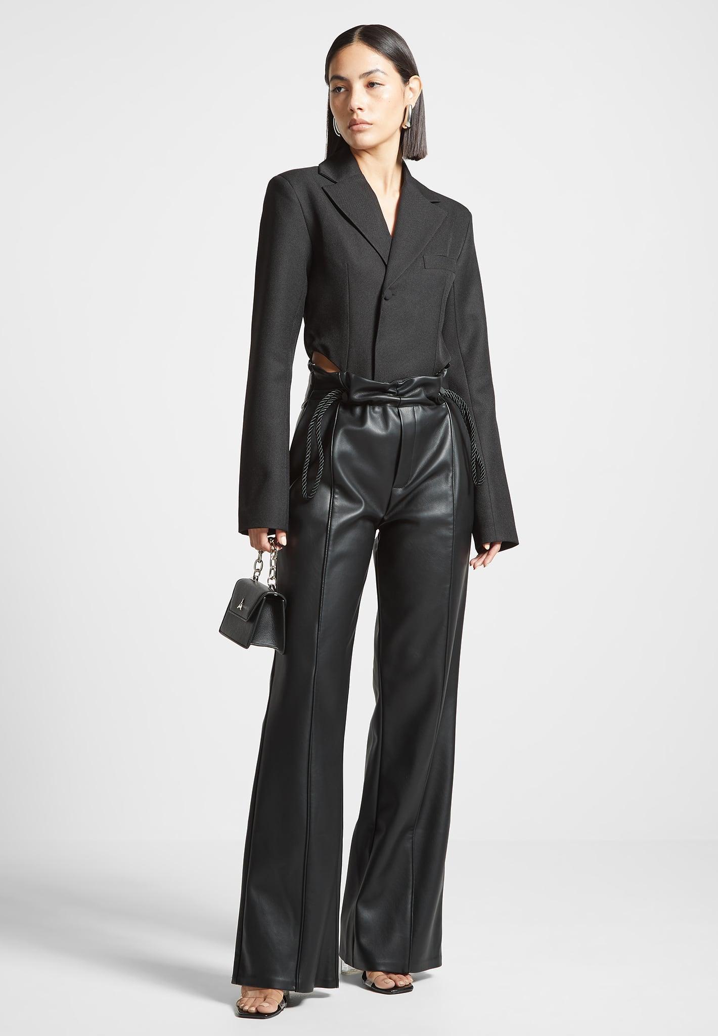 Leather Rope Tie Trousers - Black Female Product Image