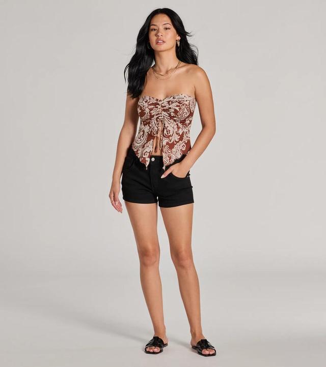 Paisley Babe Strapless Slit Crop Top Product Image