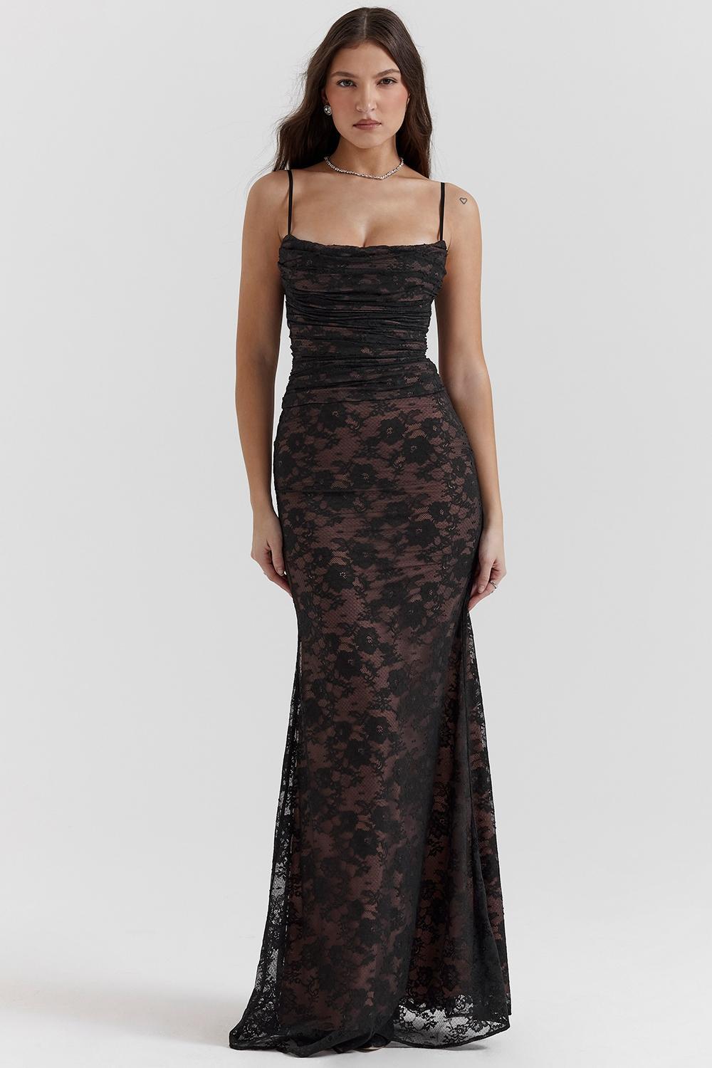 Artemis Black Lace Maxi Dress Product Image