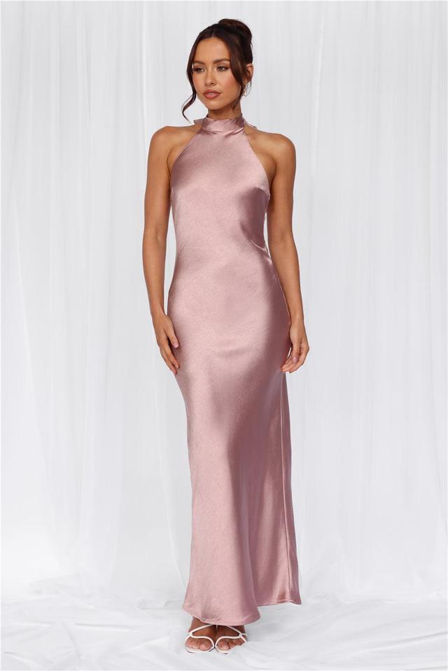 HELLO MOLLY The Cleo Halter Satin Maxi Dress Dusty Pink Product Image