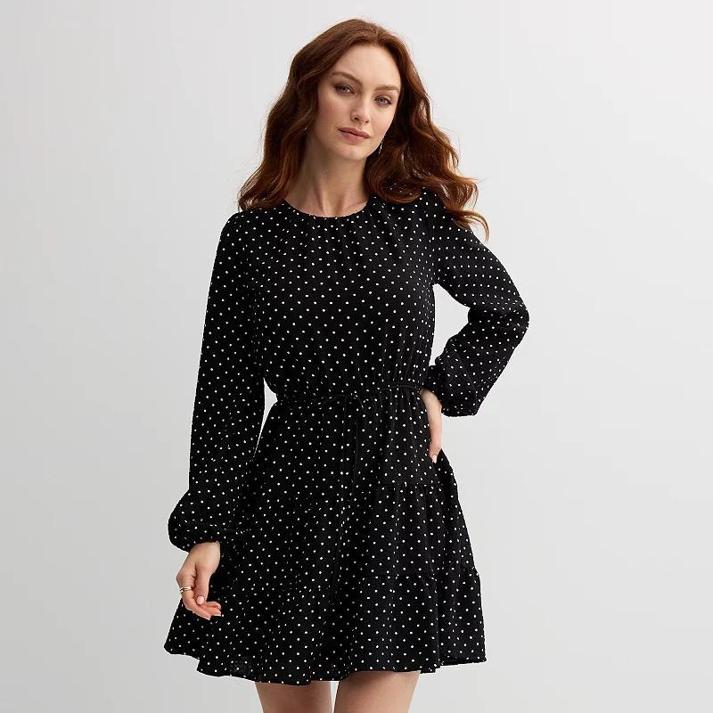 Womens Draper James Long Sleeve Pleat Neck Dress Product Image