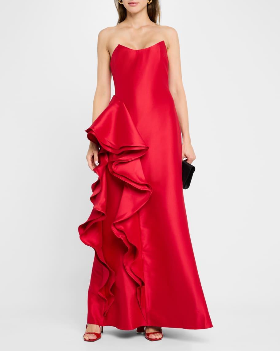 Strapless Ruffle A-Line Gown Product Image