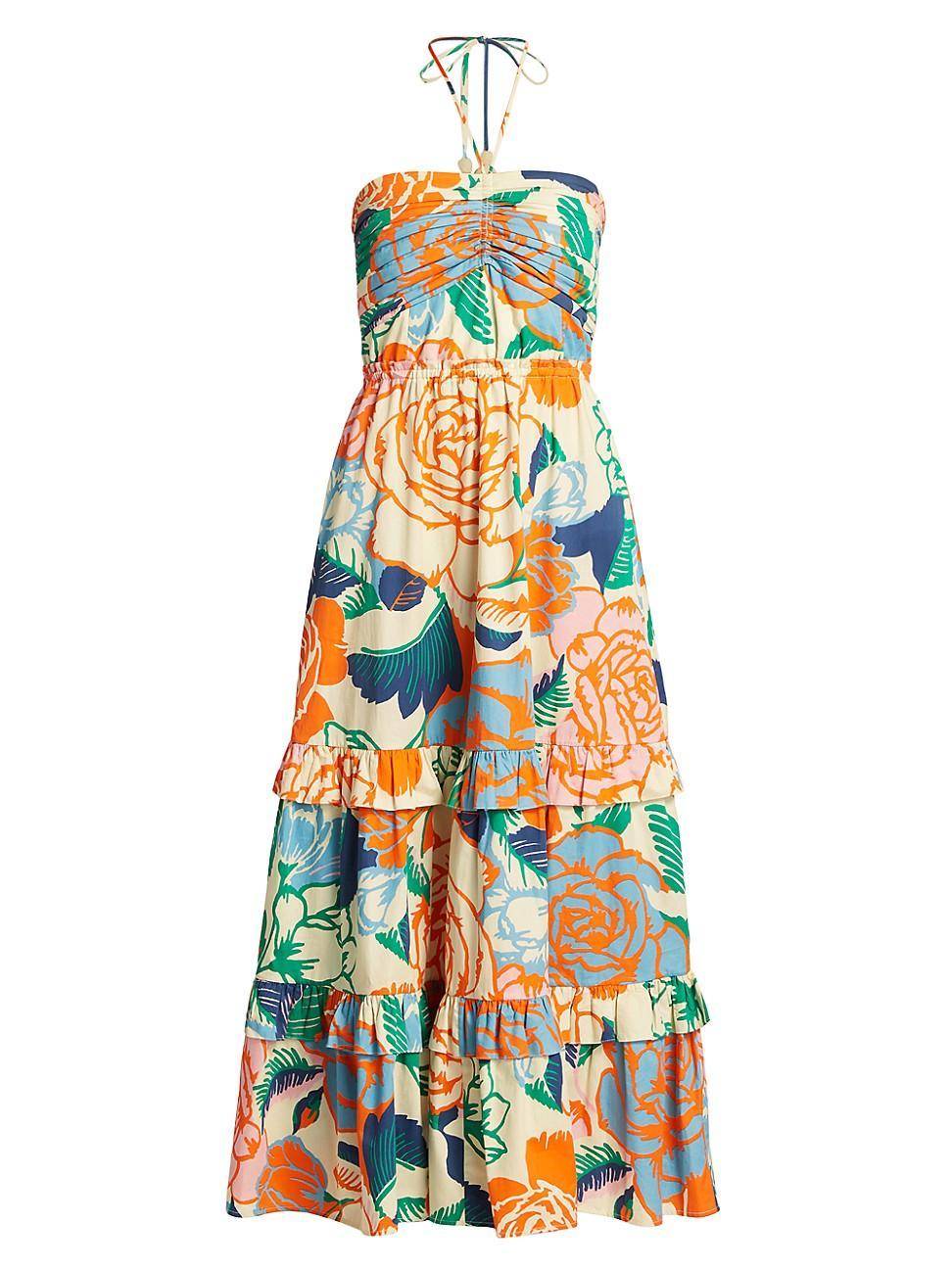 June Floral Halter Tiered Maxi Dress Product Image