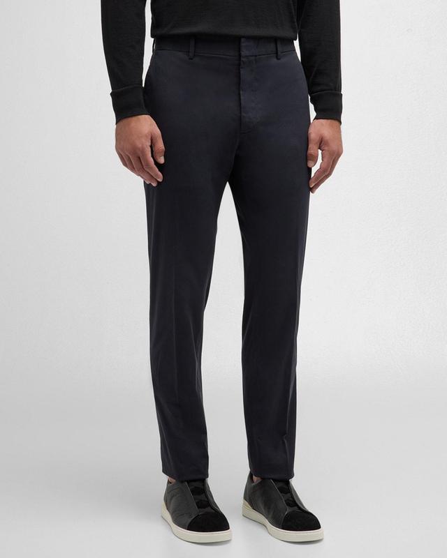 Mens Premium Cotton Flat-Front Trousers Product Image