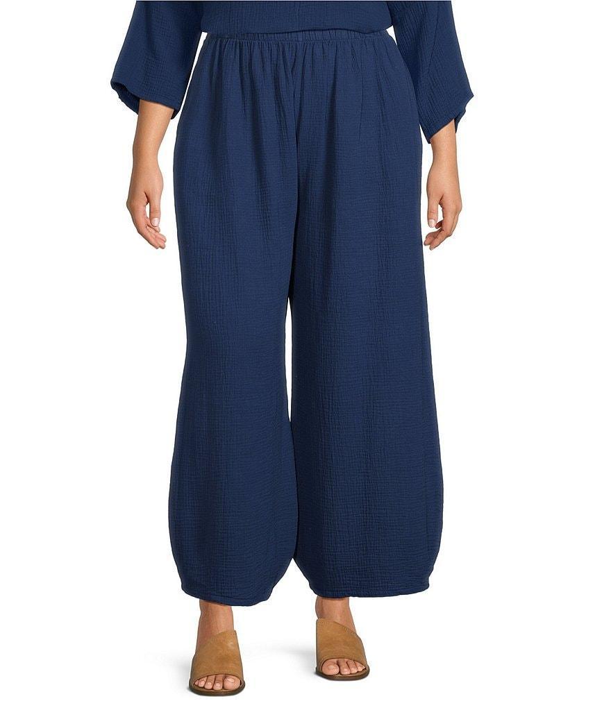 Bryn Walker Plus Size Medina Cotton Gauze Oversized Lantern Pull-On Ankle Pants Product Image