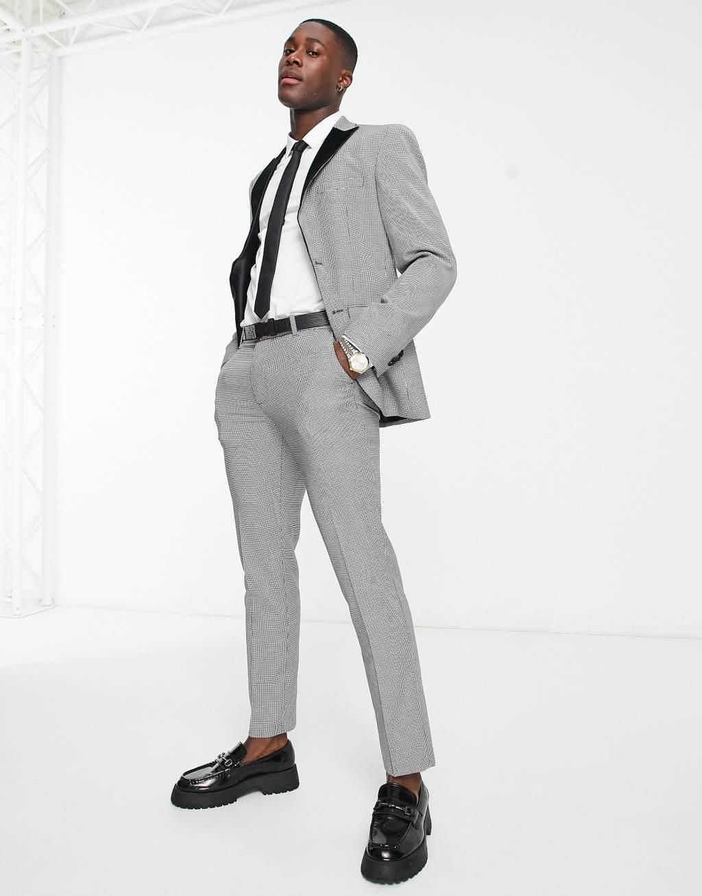 New Look slim suit pants in houndstooth pattern Product Image