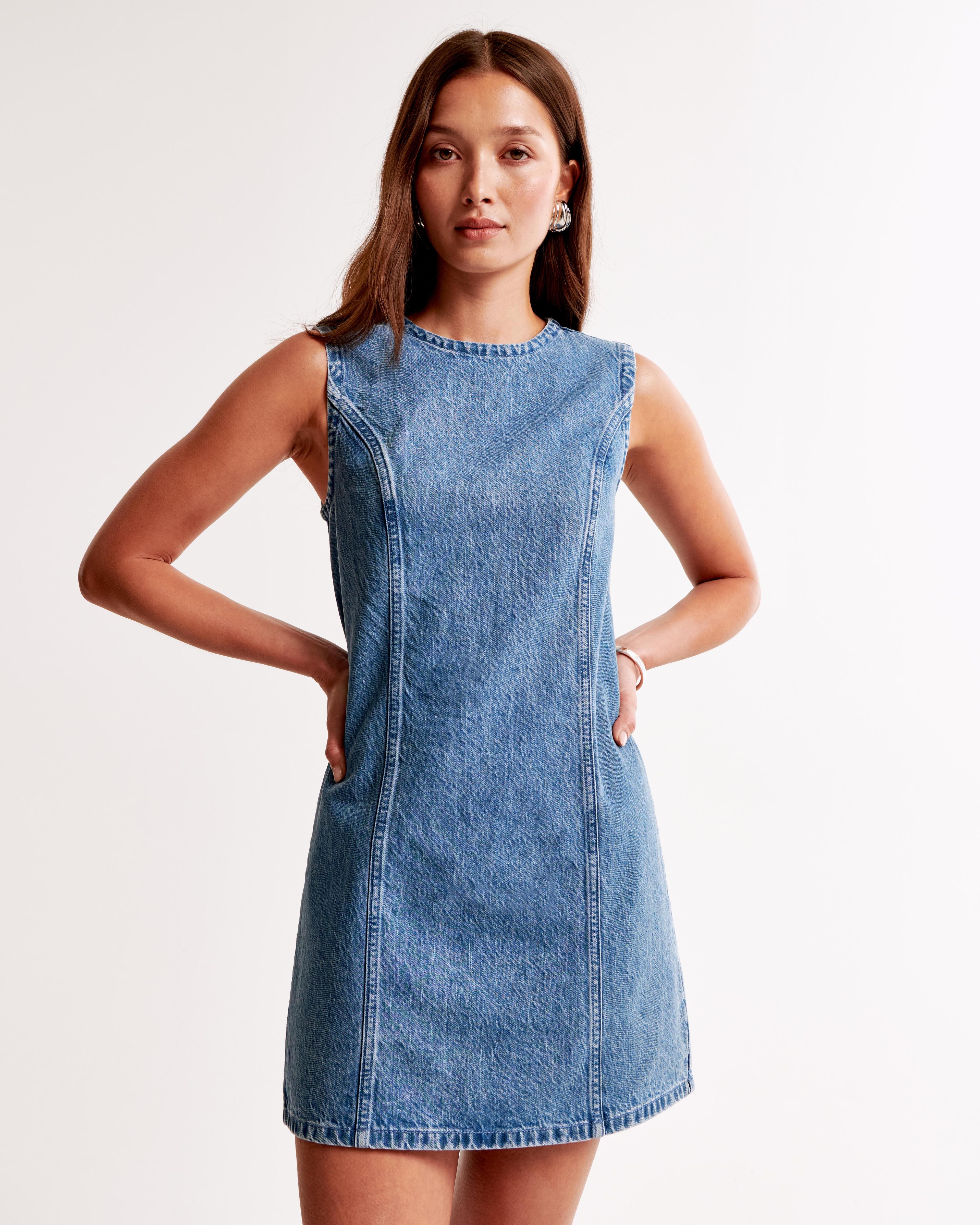 Denim Shift Mini Dress Product Image