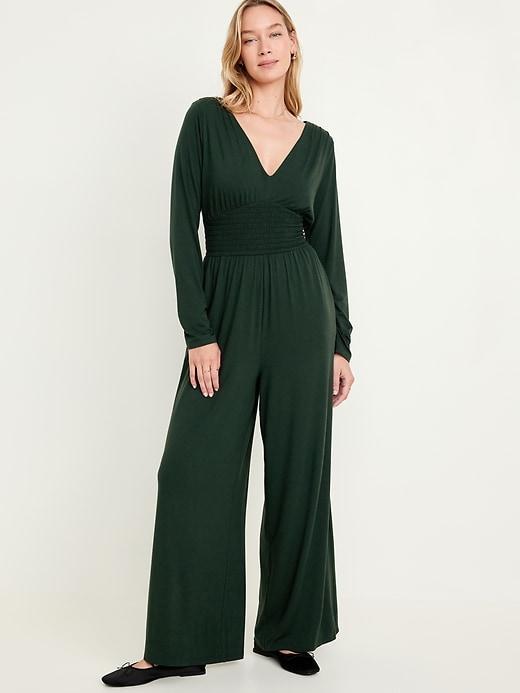 Waist-Defined V-Neck Jumpsuit product image