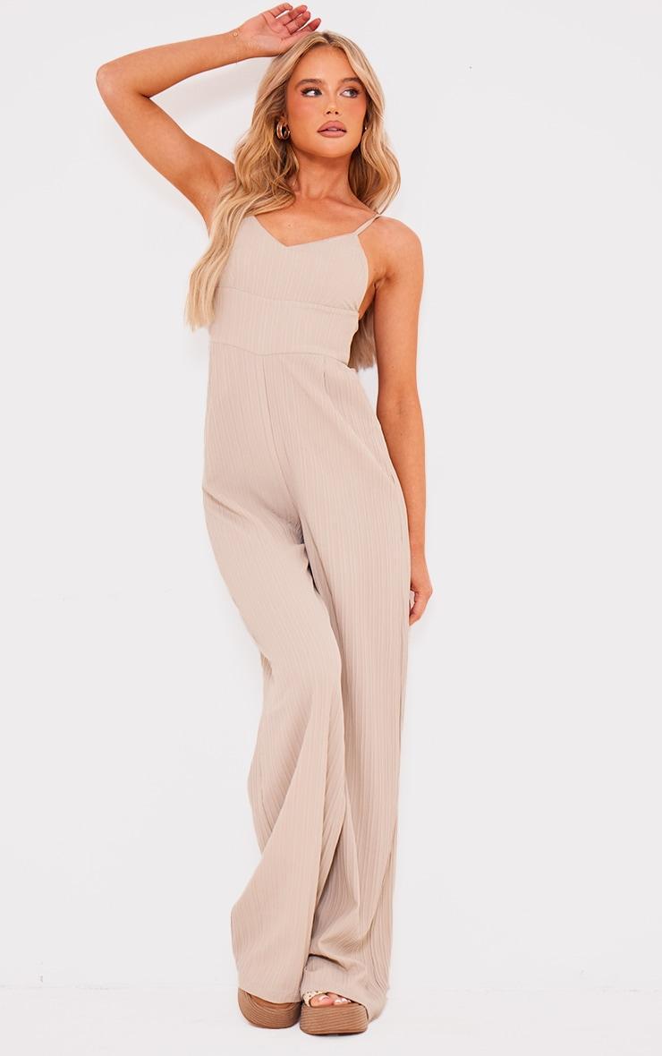 Stone Strappy Textured Jumpsuit Product Image