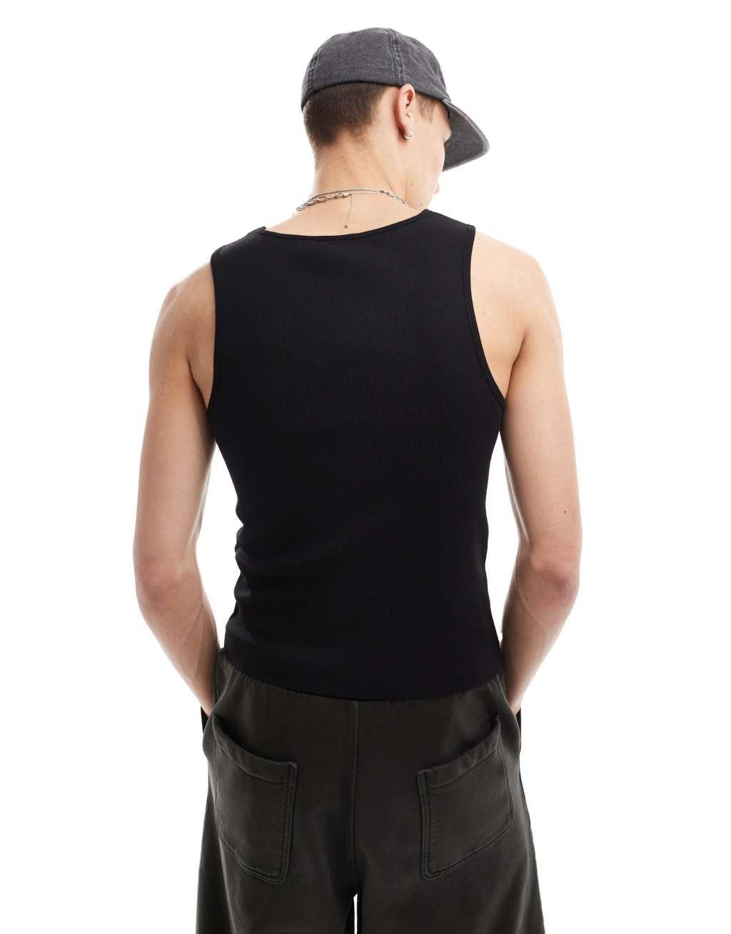 COLLUSION ribbed tank top in black  Product Image