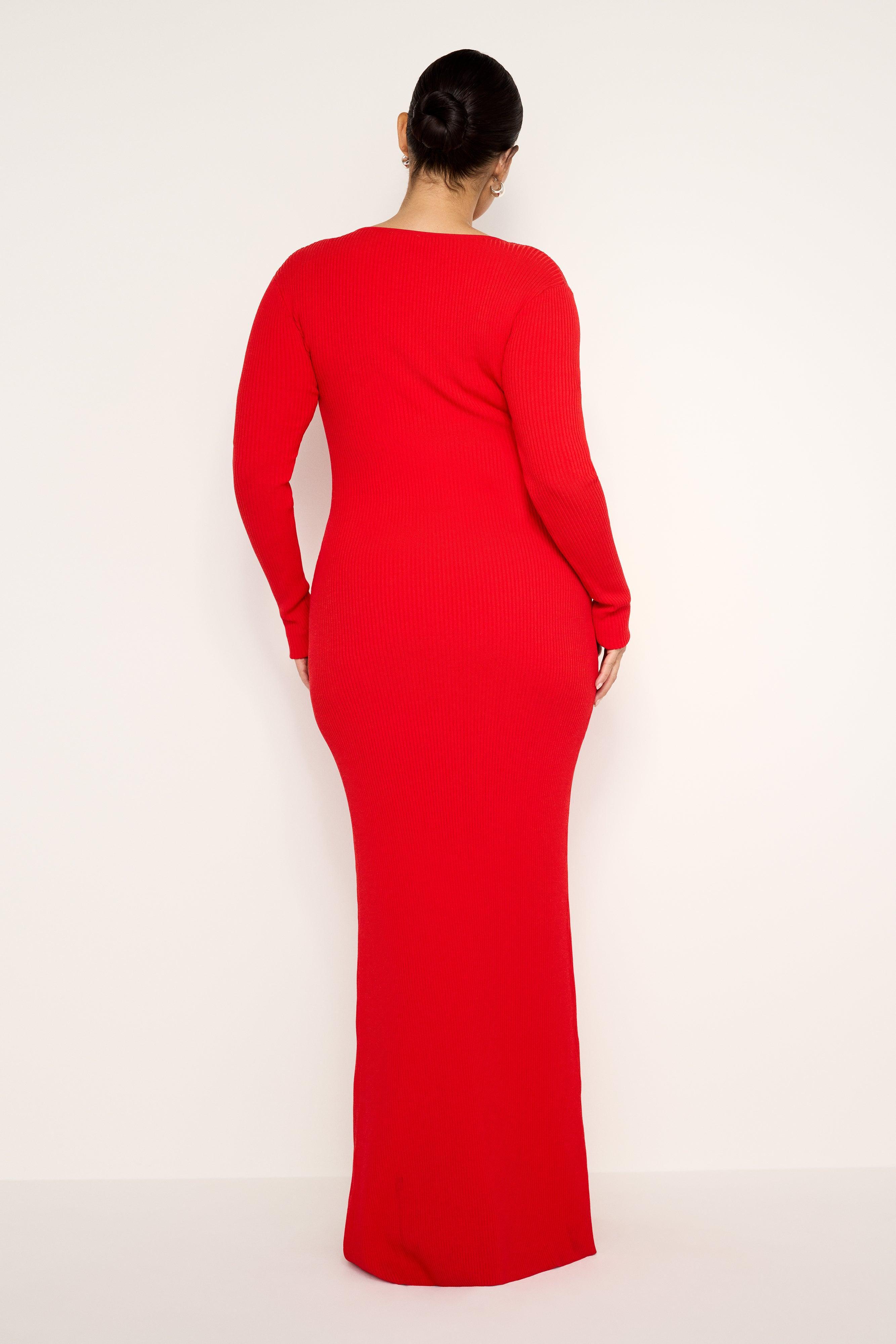 STRETCH RIB KNIT MAXI DRESS | GRENADINE003 Product Image