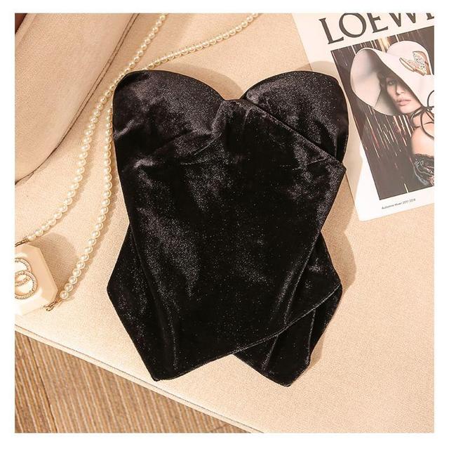 Strapless Sweetheart Neck Velvet Bustier Top Product Image