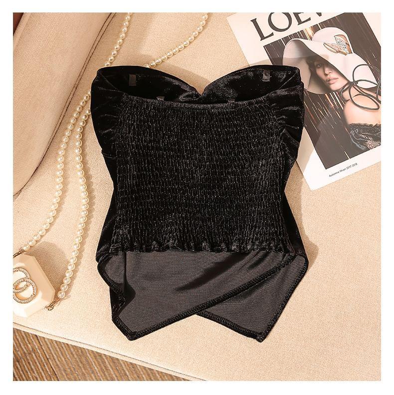 Strapless Sweetheart Neck Velvet Bustier Top Product Image