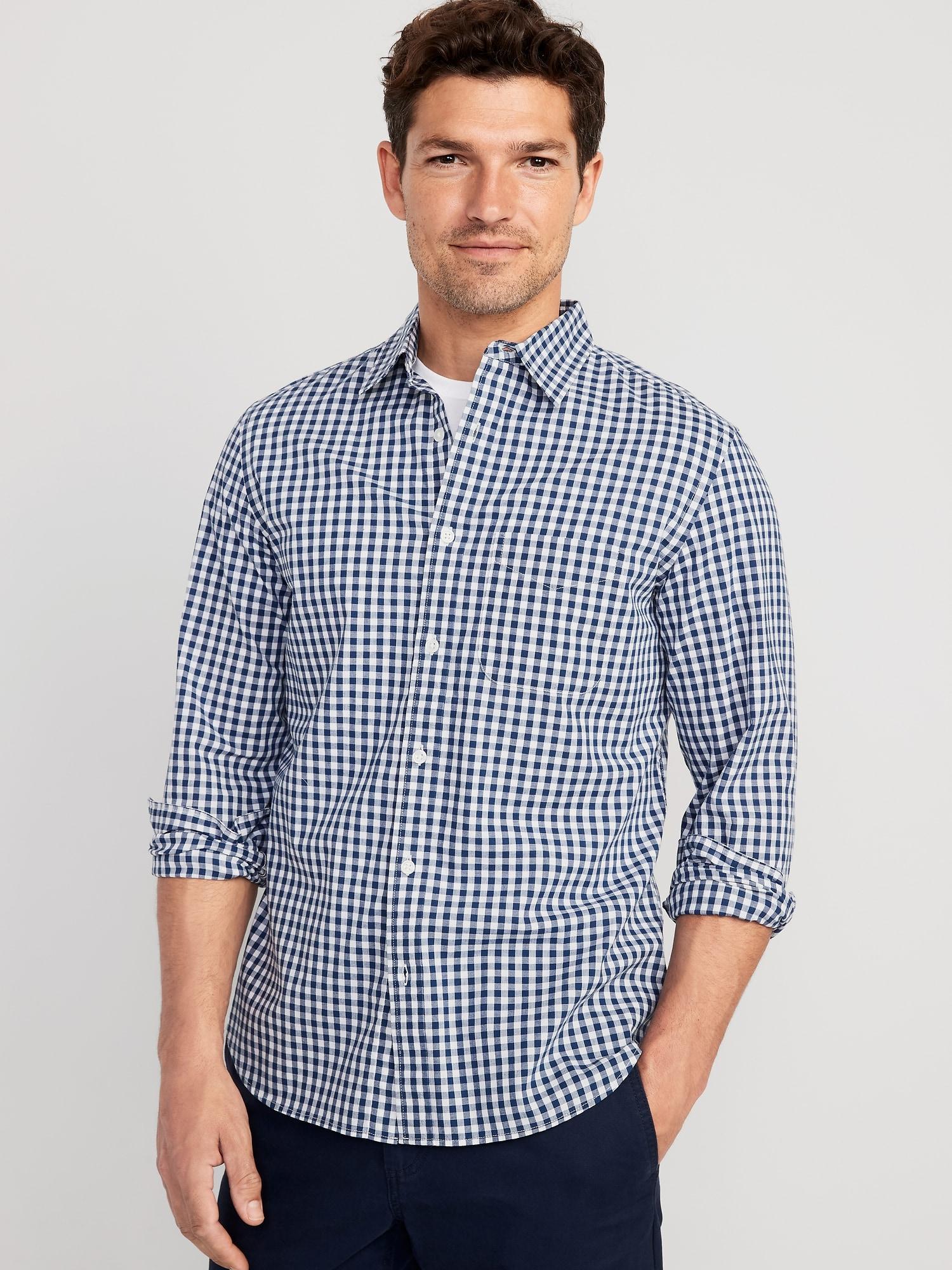 Old Navy Slim-Fit Built-In Flex Everyday Shirt for Men - Blue Gingham - male - Size: S Product Image