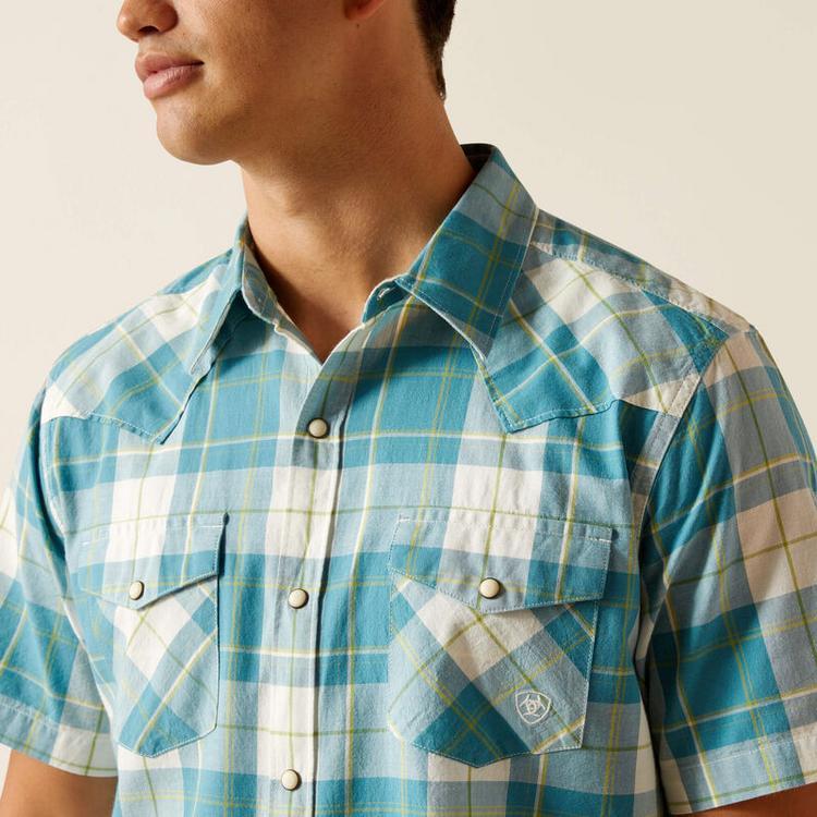 Ariat® Men's S/S Harry Gasoline Plaid Retro Fit Snap Shirt Product Image