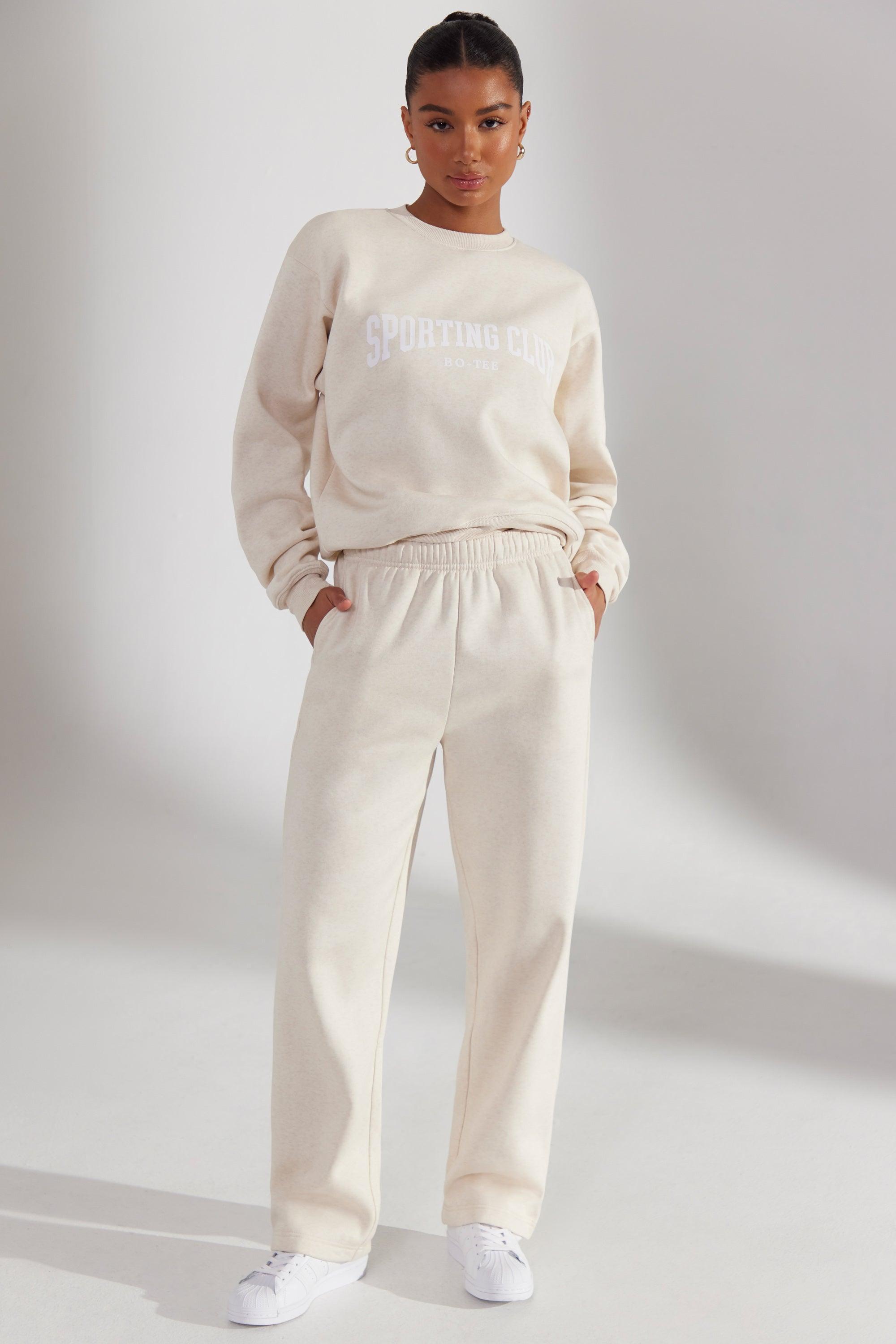 Wide Leg Joggers in Heather Oat Product Image