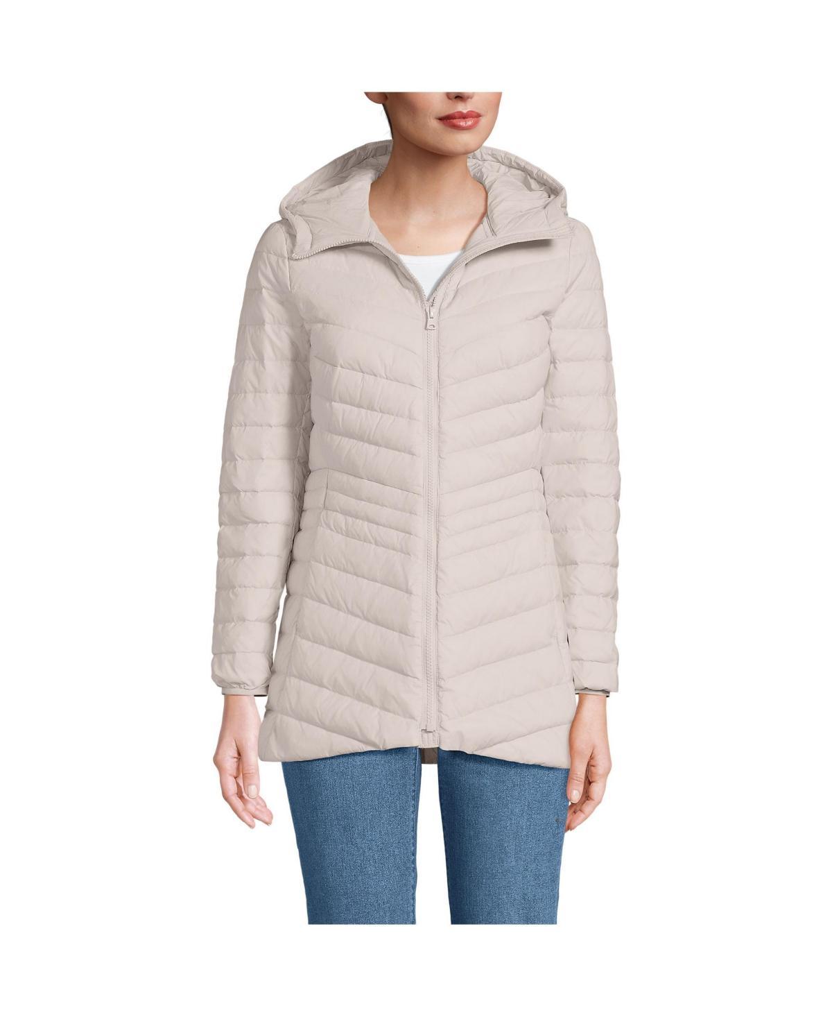 Womens Lands End Hooded Down Wanderweight Ultralight Packable Jacket Product Image