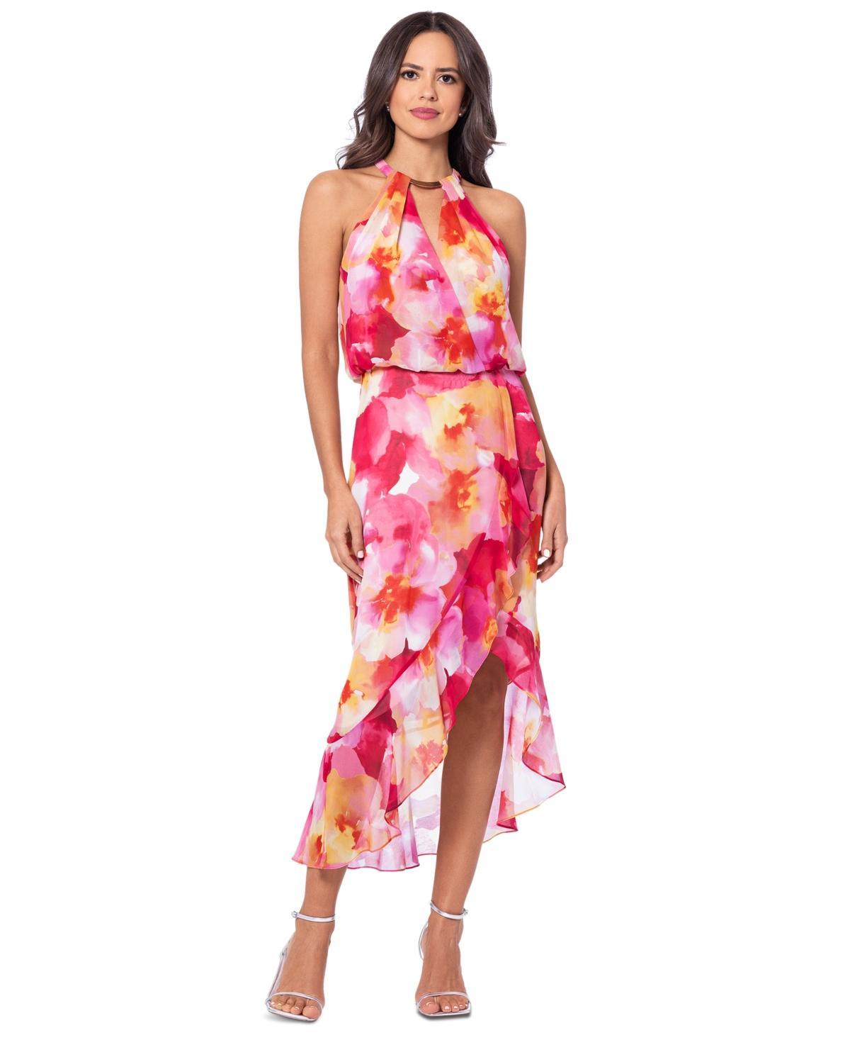 Women's Floral-Print Halter High-Low Dress Product Image