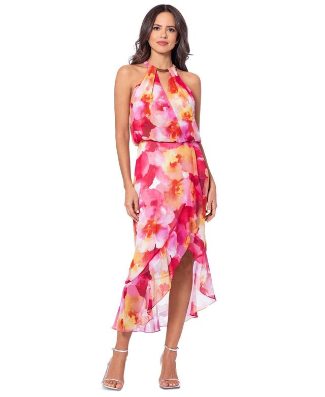 Women's Floral-Print Halter High-Low Dress Product Image