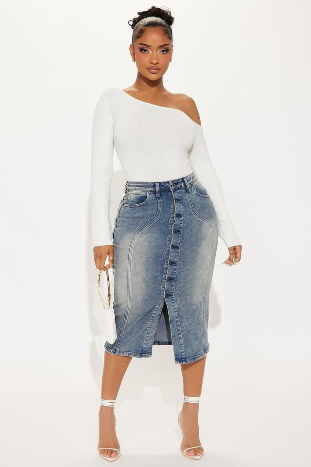 Blair Tinted Denim Midi Skirt - Vintage Wash Product Image