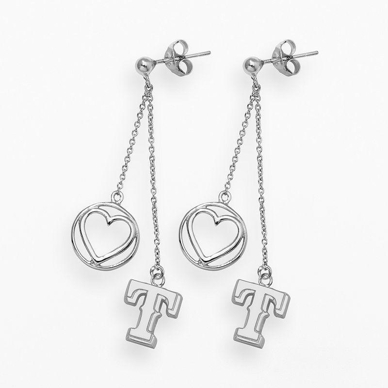 LogoArt Texas Rangers Beloved Sterling Silver Linear Drop Earrings, Womens, Grey Product Image