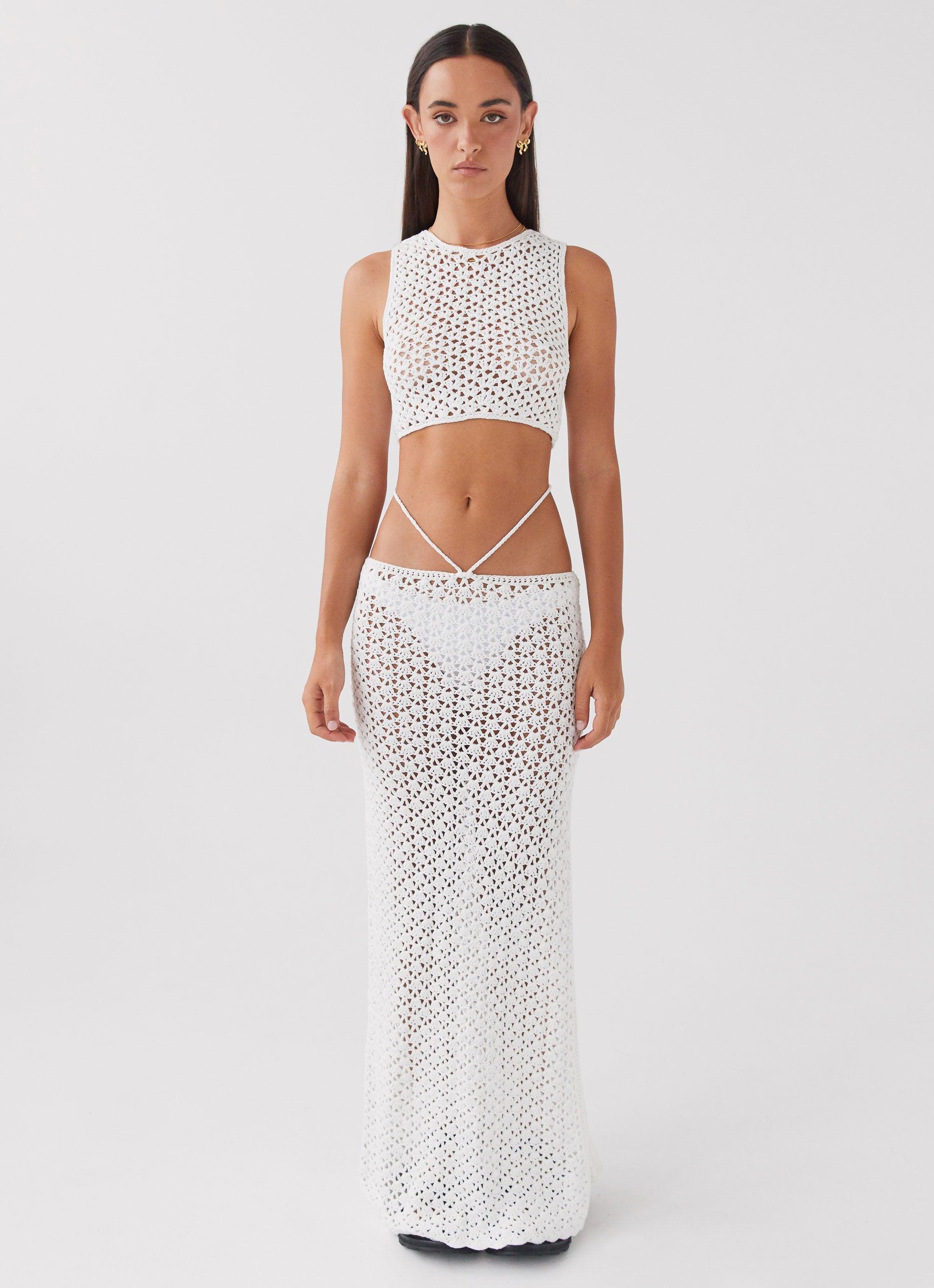 Mabel Bay Crochet Tank Top - White Product Image