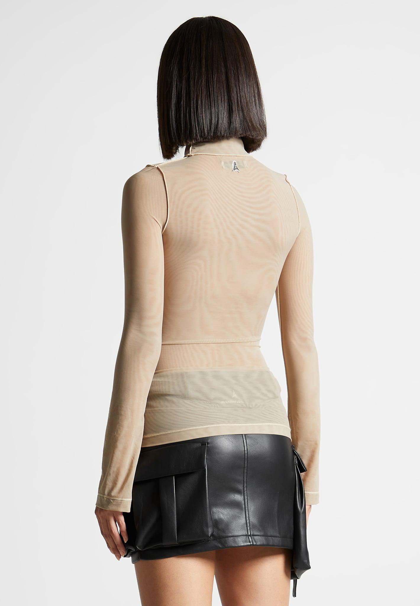 Mesh Double Layer Top - Taupe Female Product Image