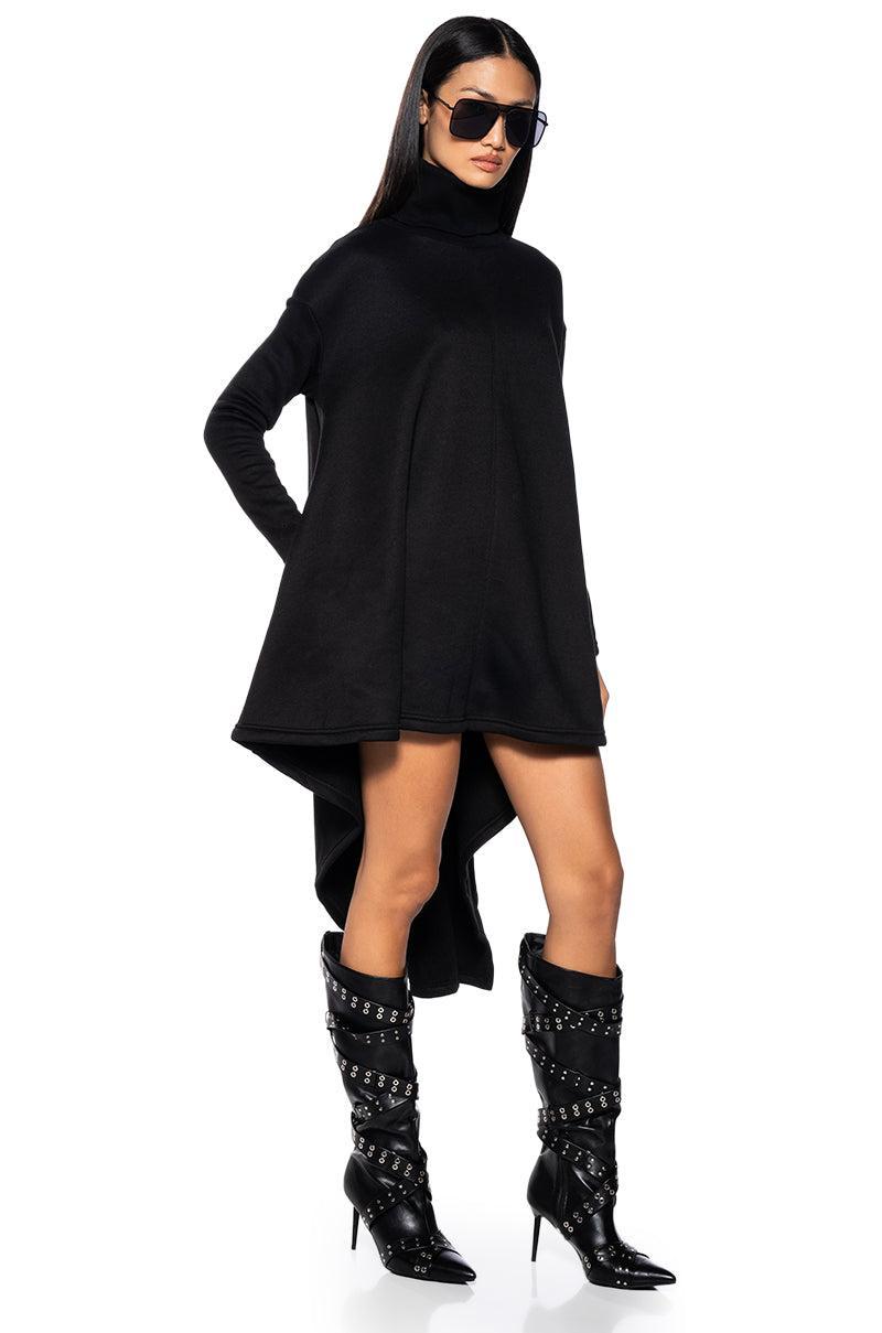 COZY MODE TURTLENECK HIGH LOW SWEATSHIRT DRESS Product Image