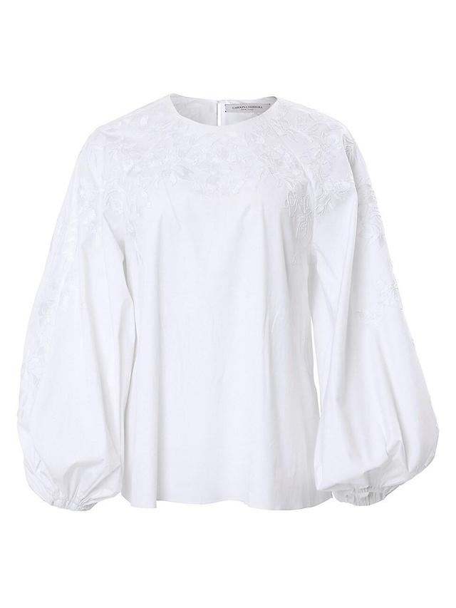 Womens Embroidered Cotton-Blend Blouse Product Image