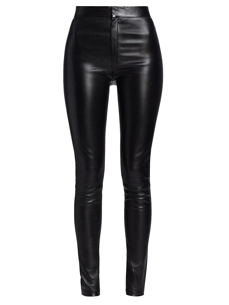 Womens Skinny Lambskin Leather Pants Product Image