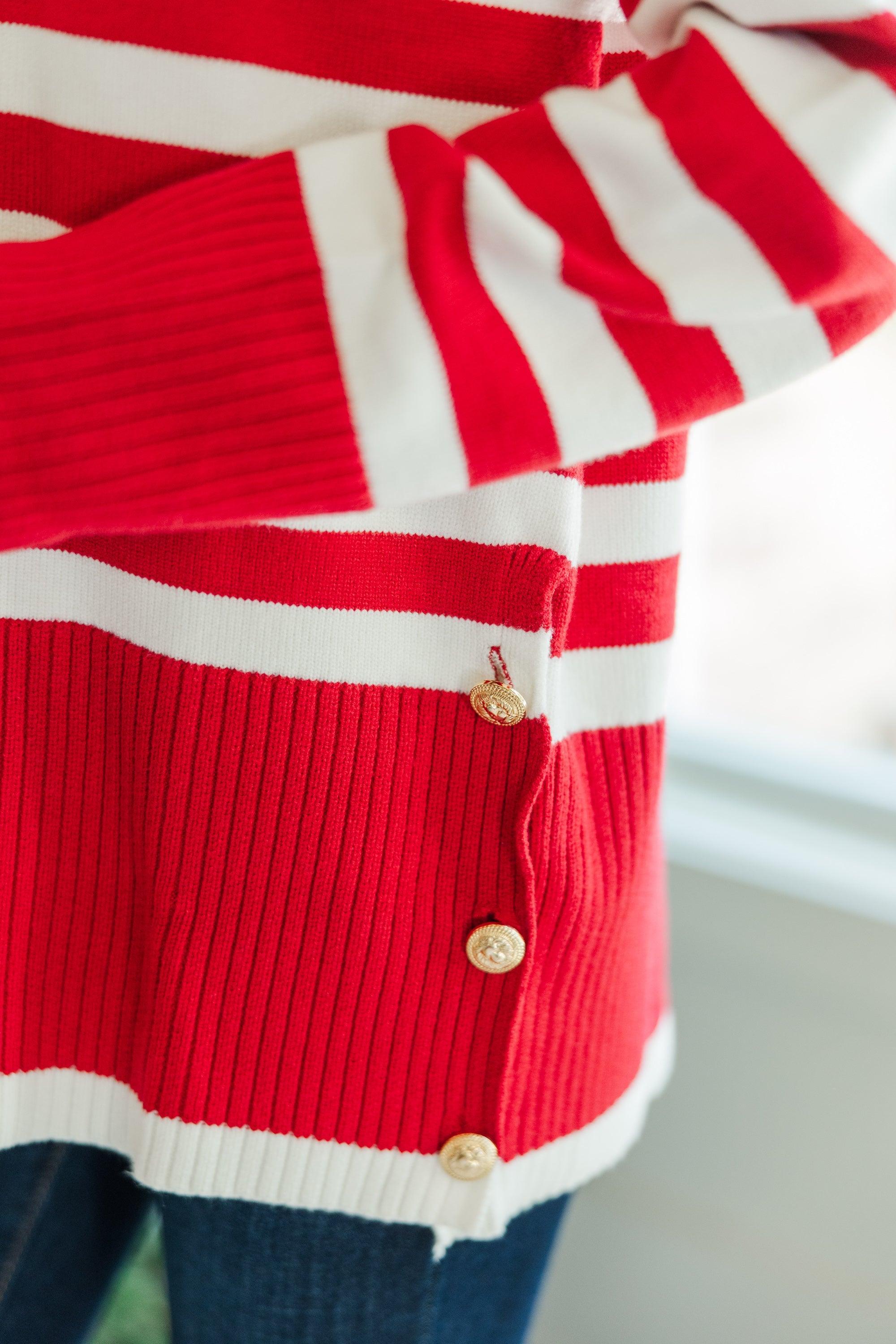 Just Stay With Me Red Striped Sweater Female Product Image