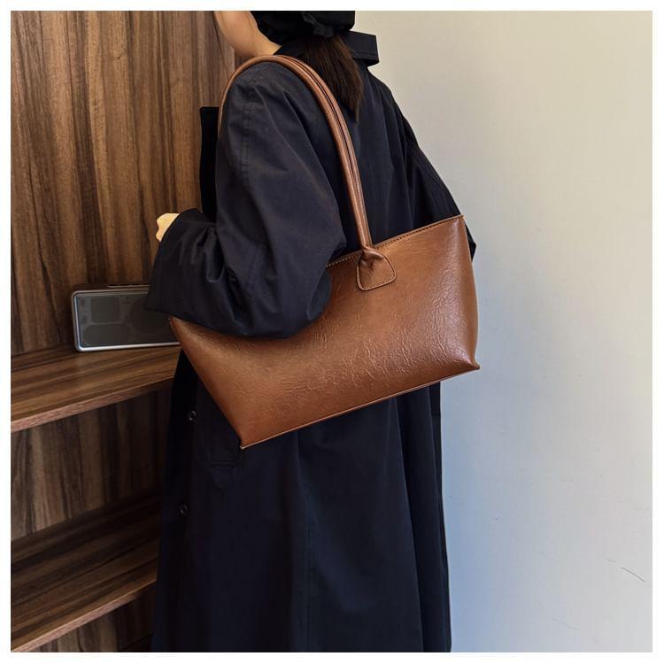 Plain Faux Leather Tote Bag product image