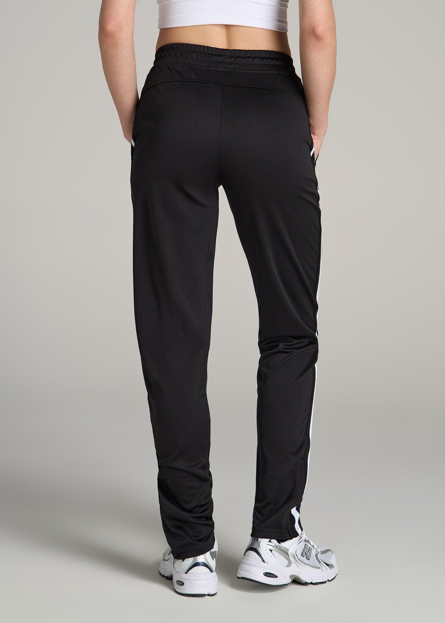 Athletic Stripe Pants for Tall Women in Black and White Product Image