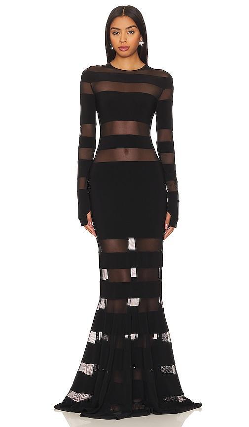 Norma Kamali Spliced Dress Fishtail Gown in Black. Product Image