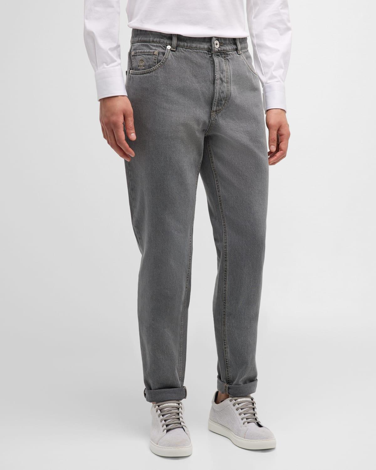 Mens Straight-Leg Gray Denim Jeans Product Image