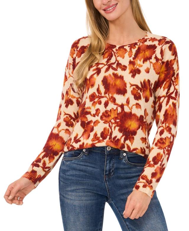 CeCe Womens Crewneck Long-Sleeve Printed Sweater Product Image