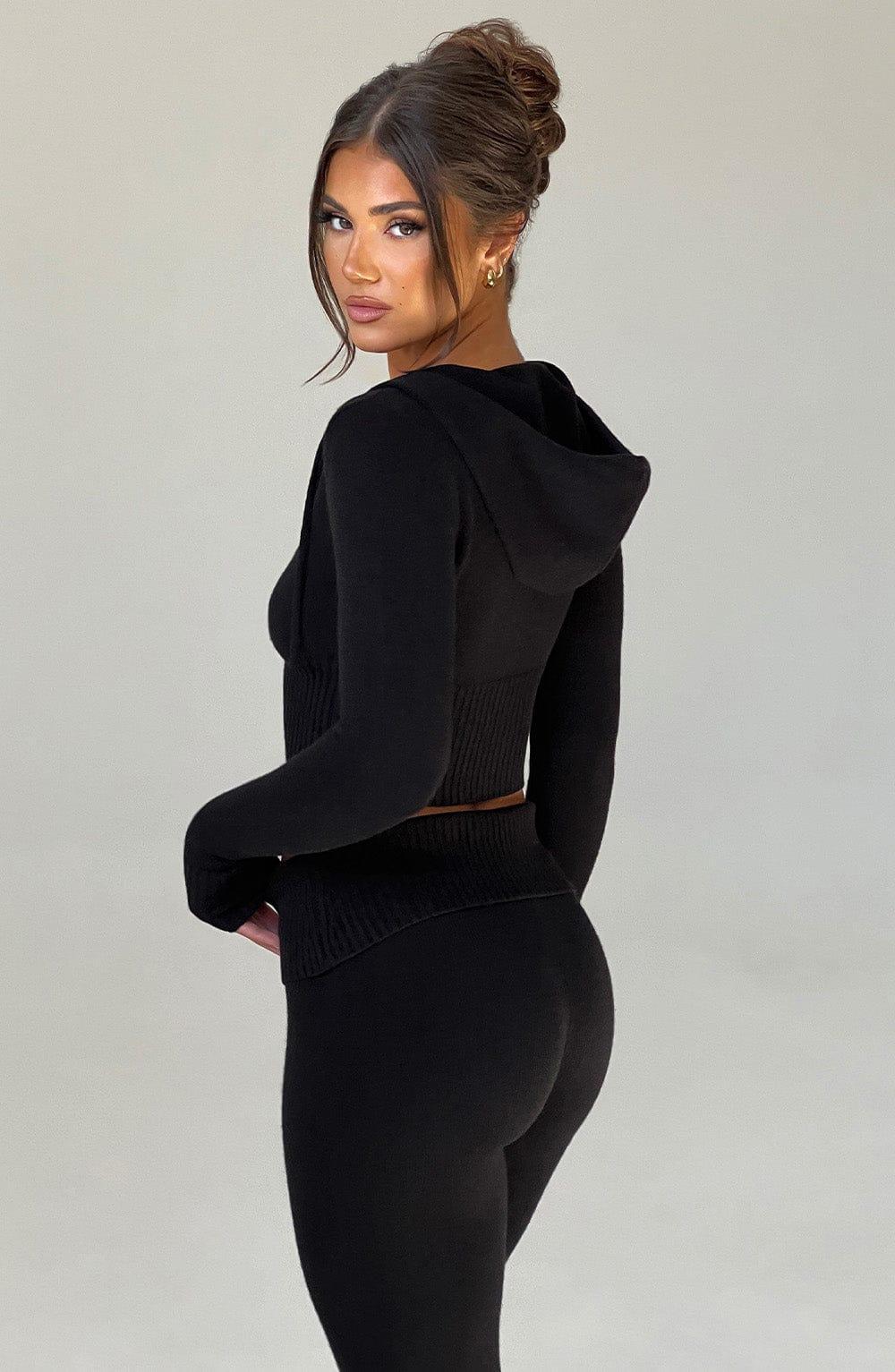 Portia Knit Hoodie - Black Product Image