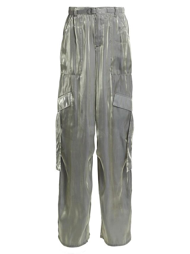 Womens Metallic Organza Straight-Leg Utility Pants Product Image