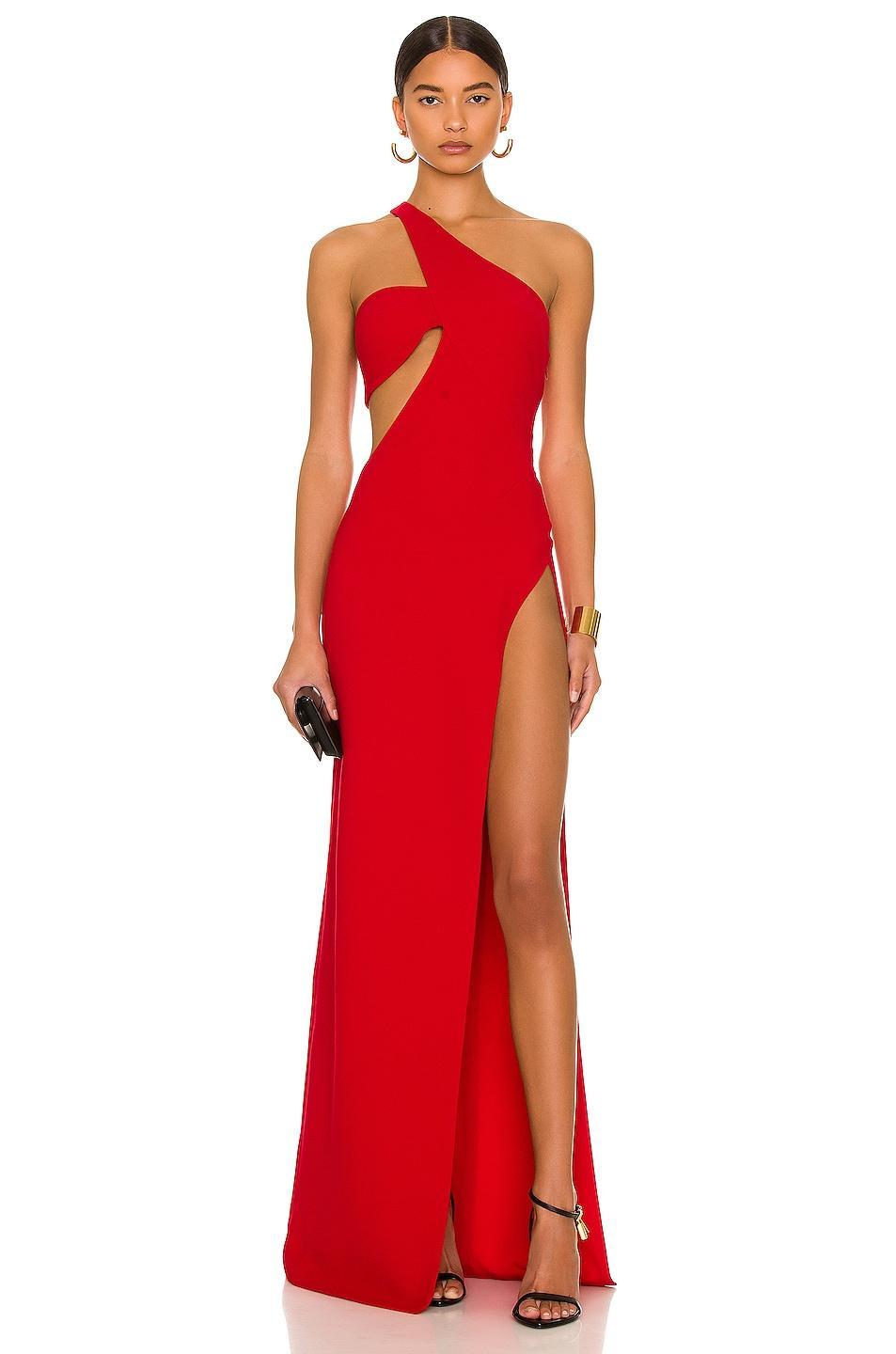 MONOT One Shoulder Cut Out Gown Red. (also in 4). Product Image