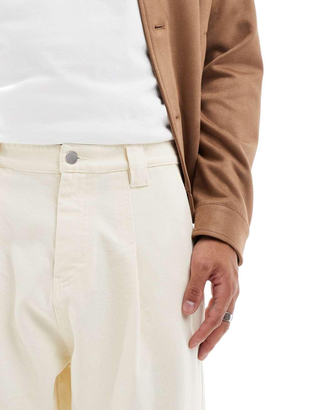 ASOS DESIGN balloon chino in ecru Product Image