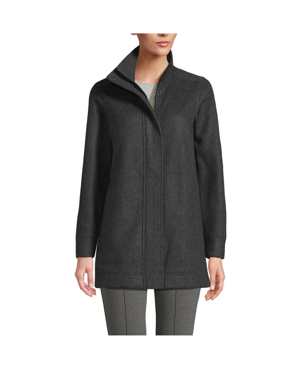 Petite Lands End Fleece Luxe Coat, Womens Bright Gray Grey Product Image