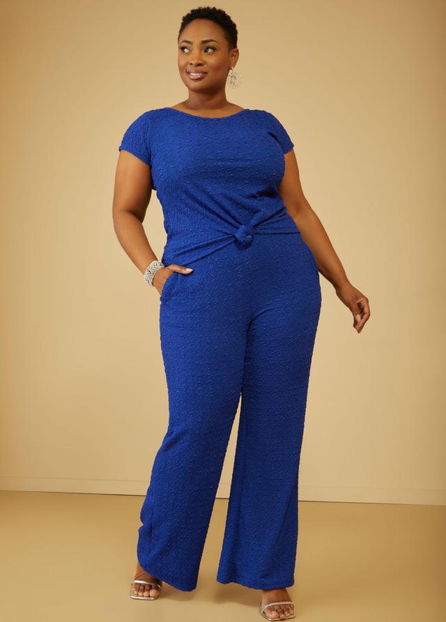 Plus Size Textured Knit Straight Leg Pants Ashley Stewart Product Image