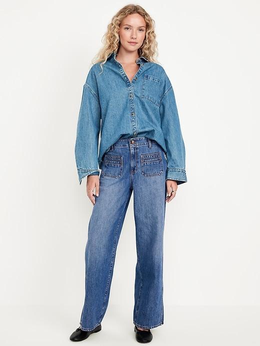 High-Waisted Baggy Wide-Leg Trouser Jeans product image